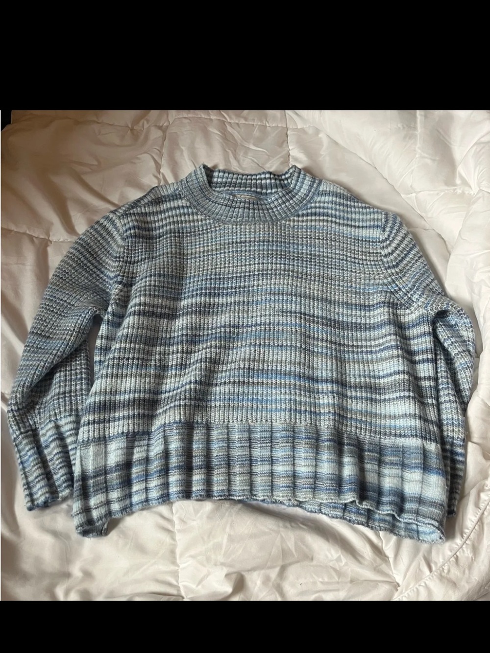 American Eagle Outfitters Blue Striped Cowl-Neck Sweater